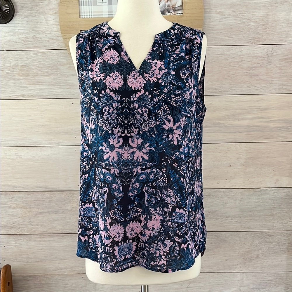 Fleor Bleve Floral Sleeveless Top - Blue and Pink M